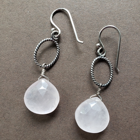 Silpada Sterling Silver Rose Quartz Teardrop Earrings W1872 RARE - Picture 5 of 11